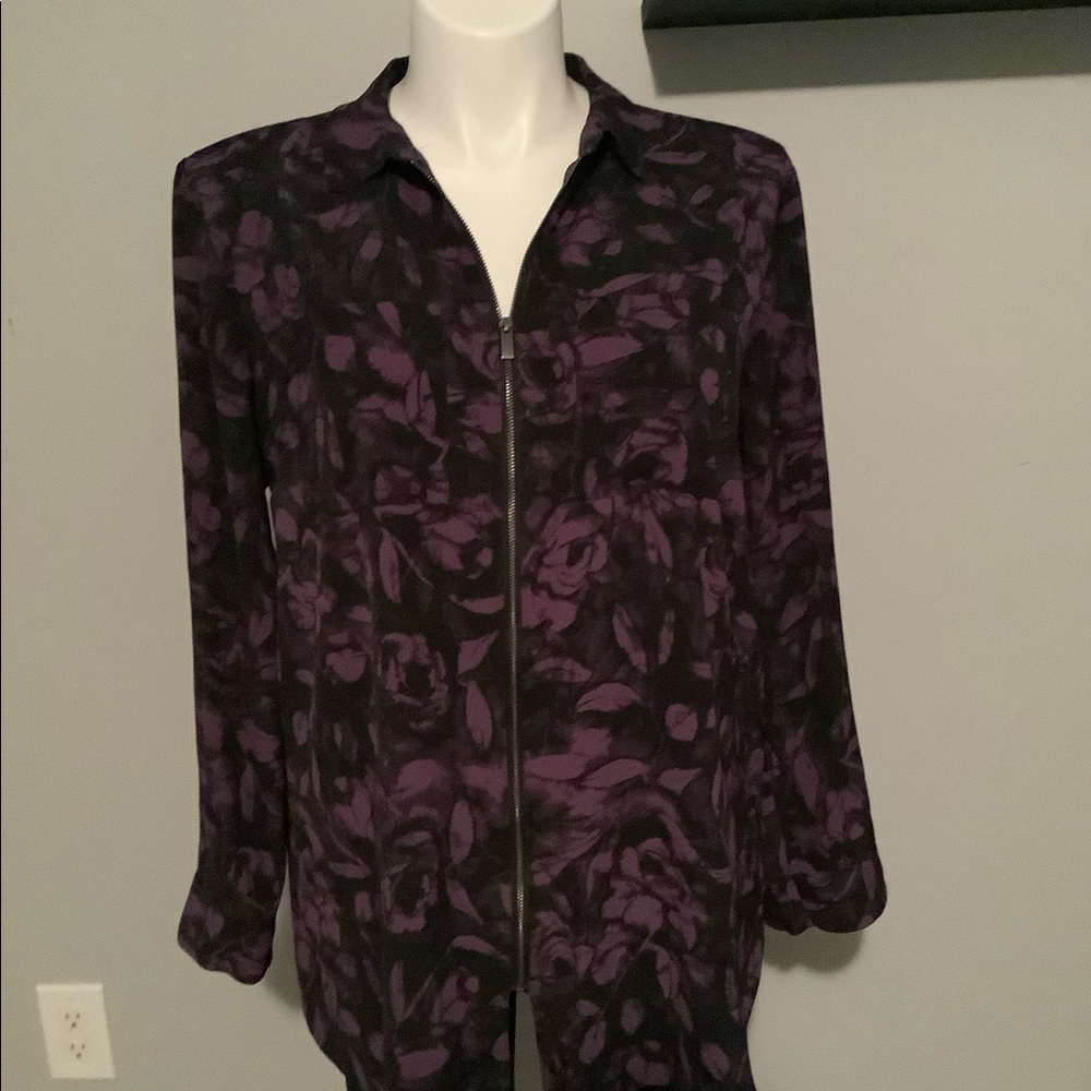 Sheer Tunic with Rollup Tab Sleeves